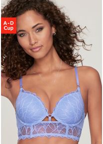 Push-up-BH Lascana "Alicia", Damen, Gr. 75, Cup C, blau (kornblumenblau), Microtouch, Obermaterial: 90% Polyamid, 10% Elasthan, BHs Push-up-BH, in Bustier Form, sexy Dessous