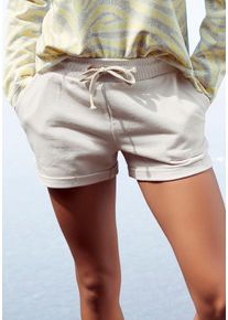 Relaxshorts Lascana, Damen, Gr. 44/46, N-Gr, grau (hellgrau), angeraute Sweatware, Obermaterial: 50% Baumwolle, 50% Polyester, unifarben, kurz, Hosen Relaxshorts, mit seitlichen Eingrifftaschen, Loungeanzug