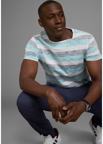 T-Shirt AJC, Herren, Gr. XL (56/58), wei&szlig; (wei&szlig; gestreift), Jersey, Obermaterial: 100% Baumwolle, gestreift, mehrfarbig, meliert, schmal, Rundhals, Shirts T-Shirt, schmal geschnitten, gestreift, Rundhalsausschnitt