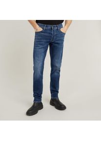 G-Star Raw Slim-fit-Jeans G-STAR "3301 Slim", Herren, Gr. 32, L&auml;nge 30, blau (medium aged), Denim/Jeans, Obermaterial: 92% Baumwolle, 7% Elastomultiester, 1% sonstige Fasern, slim fit lang, Jeans Slim-fit-Jeans, mit toller Waschung und Elasthan