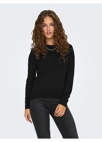 Strickpullover Only "ONLVENICE LIFE LS ONECK PULLOVER KNT NCA", Damen, Gr. S, schwarz, Strick, Obermaterial: 82% Viskose, 16% Nylon, 2% Elasthan, unifarben, regular fit, Rundhals, Pullover Strickpullover