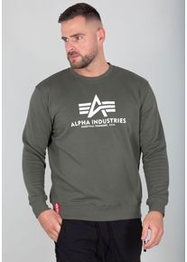 Sweatshirt Alpha Industries "Basic Sweater", Herren, Gr. L, gr&uuml;n (schwarz olive), angeraute Sweatware, Obermaterial: 80% Baumwolle, 20% Polyester, bedruckt, normal normal, Rundhals, Rippb&uuml;ndchen, Sweatshirts Sweatshirt, Baumwollmischung, regular fit