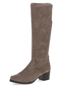 Stiefel Caprice, Damen, Gr. 37,5, XS-Schaft, grau (taupe), Textil, Schuhe Stiefel, Blockabsatz, Schlupfstiefel mit Stretch-XS-Schaft in schmaler Form