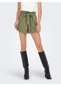 Jacqueline de Yong Shorts JDY "JDYSAY MW LINEN SHORTS WVN NOOS", Damen, Gr. 34 (XS), N-Gr, gr&uuml;n (kalamata), Web, Obermaterial: 55% Leinen, 45% Viskose, regular fit kurz, Hosen Shorts