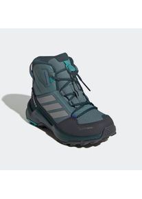 Winterstiefel adidas terrex "TERREX AX4R MID CLIMAWARM+ KIDS", Jungen, Gr. 38, silber (preloved teal, matte silber, pure teal), Synthetik, Textil, Schuhe Winterstiefel, gef&uuml;ttert
