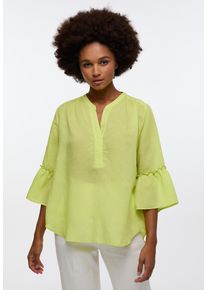 Longbluse Eterna "LOOSE FIT", Damen, Gr. 48, acid lemon, 38% Leinen, 62% Lyocell, Blusen Longbluse