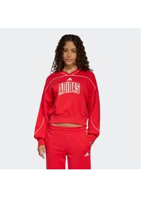 Sweatshirt adidas Sportswear "STADIUM", M&auml;dchen, Gr. 164, pure ruby, sanftes wei&szlig;, Obermaterial: 70% Baumwolle, 30% Polyester, 7/8-L&auml;nge, V-Ausschnitt, angesetztes B&uuml;ndchen, Sweatshirts Sweatshirt