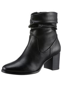 Stiefelette Marco Tozzi, Damen, Gr. 40, schwarz, Lederimitat, unifarben, Schuhe Stiefelette, Blockabsatz, Businessschuh mit Falten im slouchy Look