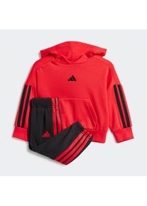 Trainingsanzug adidas Sportswear "I 3S FL HD JOG", Jungen, Gr. 98, rot (pure ruby, schwarz), Obermaterial: 70% Baumwolle, 30% Polyester, Sportanz&uuml;ge Trainingsanzug