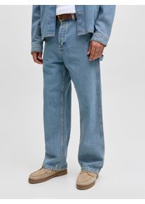 Jack & Jones Relax-fit-Jeans JACK & JONES "JJIALEX JJCARPENTER AKM 840 SN", Herren, Gr. 29, L&auml;nge 32, blau (blau denim), Denim/Jeans, Obermaterial: 100% Baumwolle, Abriebeffekte, relaxed fit kn&ouml;chellang, Jeans Relax-fit-Jeans