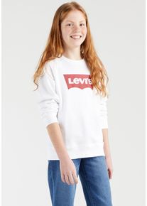 Sweatshirt LEVI'S KIDS "BATWING CREWNECK SWEATSHIRT", M&auml;dchen, Gr. 10/140, wei&szlig;, Sweatware, Obermaterial: 60% Baumwolle, 40% Polyester, bedruckt, Basic, Rundhals, Raglan&auml;rmel B&uuml;ndchen, Sweatshirts Sweatshirt, for GIRLS