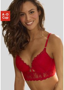 Push-up-BH Lascana "Alicia", Damen, Gr. 80, Cup C, rot, Microtouch, Obermaterial: 90% Polyamid, 10% Elasthan, BHs Push-up-BH, in Bustier Form, sexy Dessous