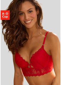 Push-up-BH Lascana "Alicia", Damen, Gr. 85, Cup C, rot, Microtouch, Obermaterial: 90% Polyamid, 10% Elasthan, BHs Push-up-BH, in Bustier Form, sexy Dessous