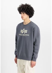Sweatshirt Alpha Industries "Basic Sweater", Herren, Gr. S, grau (grauschwarz), angeraute Sweatware, Obermaterial: 80% Baumwolle, 20% Polyester, bedruckt, normal normal, Rundhals, Rippb&uuml;ndchen, Sweatshirts Sweatshirt, Baumwollmischung, regular fit