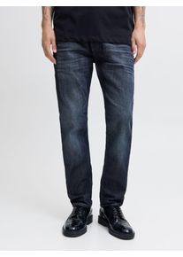 Jack & Jones Tapered-fit-Jeans JACK & JONES "JJIMIKE JJORIGINAL CJ SN", Damen, Gr. 28, L&auml;nge 32, blau (blau denim), Denim/Jeans, Obermaterial: 99% Baumwolle, 1% Elasthan, Abriebeffekte, bequem, Jeans Tapered-fit-Jeans, mit Five-Pocket-Design