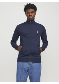 Jack & Jones Sweatjacke JACK & JONES "JJEPAULOS SWEAT ZIP NOOS", Herren, Gr. XS, blau (navy blazer), angeraute Sweatware, Obermaterial: 50% Baumwolle, 50% Polyester, unifarben, normal normal, Rundhals, Rippb&uuml;ndchen, Sweatjacken Sweatjacke