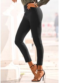 Stretch-Hose Lascana, Damen, Gr. 46, N-Gr, schwarz, Stoff, Obermaterial: 78% Viskose, 19% Polyamid, 3% Elasthan, unifarben, figurbetont kn&ouml;chellang, Hosen Stretch-Hose, mit figurschmeichelndem Bund, elegante Stoffhose in schmaler Passform, Topseller