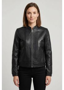 Lederjacke Mauritius "MWAshli", Damen, Gr. XXXL(46), schwarz, Obermaterial: 100% Schafsleder. Futter: 100% Polyester. &Auml;rmelfutter: 100% Polyester, unifarben, regular fit normal, elastischer Bund, Jacken Lederjacke, Blouson mit elastischen B&uuml;ndchen