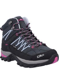 Wanderschuh CMP "RIGEL MID WMN WP TREKKING SHOES", Damen, Gr. 38, bunt (anthrazit, hellblau, pink), Leder, Textil, Schuhe Wanderschuh, wasserdicht, Topseller