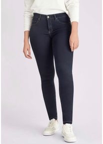 Skinny-fit-Jeans MAC "Dream Skinny", Damen, Gr. 46, L&auml;nge 32, blau (blau rinsed), Jeans, Obermaterial: 65% Baumwolle, 31% Polyester, 4% Elasthan, sehr figurbetont lang, Jeans Skinny-fit-Jeans, in hochelastische Qualit&auml;t f&uuml;r den perfekten Sitz