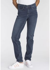 Stretch-Jeans MAC "Dream", Damen, Gr. 46, L&auml;nge 32, blau (mid blau wash32), Denim/Jeans, Obermaterial: 88% Baumwolle, 9% Polyester, 3% Elasthan, Abriebeffekte, eng normal, Jeans Stretch-Jeans, mit Stretch f&uuml;r den perfekten Sitz, Topseller