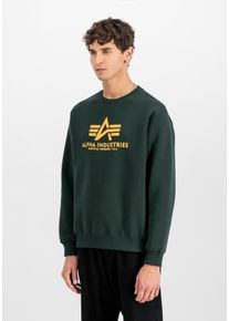 Sweatshirt Alpha Industries "Basic Sweater", Herren, Gr. M, blau (schwarz petrol), angeraute Sweatware, Obermaterial: 80% Baumwolle, 20% Polyester, bedruckt, normal normal, Rundhals, Rippb&uuml;ndchen, Sweatshirts Sweatshirt, Baumwollmischung, regular fit