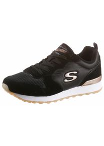 Sneaker Skechers "OG 85 - GOLDN GURL", Damen, Gr. 41, schwarz (schwarz, goldfarben), Synthetik, Textil, Veloursleder, Schuhe Sneaker, Schn&uuml;rschuh, Original-Retro-Jogginschuh mit Air-Cooled Memory Foam, Topseller