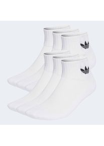 Sportsocken adidas originals "MID ANKLE, 6 PAAR", Herren, Gr. S (37/39), wei&szlig;, Obermaterial: 65% Baumwolle, 32% Polyester, 2% Elasthan, 1% sonstige Fasern, Socken Sportsocken, f&uuml;r Laufen, 6er-Pack, mit Logodruck im Trefoil Style, kn&ouml;chellang