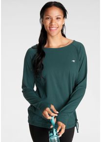 Langarmshirt Kangaroos, Damen, Gr. 56/58, blau (petrol), Obermaterial: 54% Baumwolle, 38% Polyester, 8% Elasthan, figurumspielend h&uuml;ftbedeckend, Rundhals, Raglan&auml;rmel mit Daumenl&ouml;chern, Shirts Langarmshirt, Langarm, f&uuml;r B&uuml;ro und Freizeit, gro&szlig;e Gr&ouml;&szlig;en