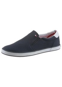Slip-On Sneaker Tommy Hilfiger "ICONIC SLIP ON SNEAKER", Herren, Gr. 40, blau (dunkelblau), Textil, Schuhe Slip-On Sneaker, Slipper, Freizeitschuh, Halbschuh mit seitlichen Stretcheins&auml;tzen