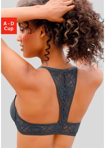 Schalen-BH s.Oliver "Lisette", Damen, Gr. 70, Cup D, grau (anthrazit), Microtouch, Obermaterial: 85% Polyamid, 15% Elasthan, BHs Schalen-BH, mit Vorderverschlu&szlig; und sch&ouml;nem Spitzenr&uuml;cken, Dessous