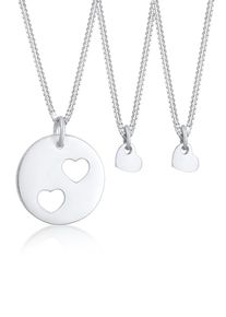 Ketten-Set Elli "Schmuckset Trio Herz Mutter Kind Cut Out Herz Set 925 Sterling Silver" Gr. 45, silber, Halsketten, Damen, Silber 925 (Sterlingsilber), Ketten-Set