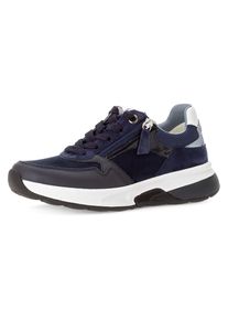 Keilsneaker ROLLINGSOFT, Damen, Gr. 39, blau (dunkelblau), Kalbsleder, Textil, Veloursleder, kontrastfarbene Details, Schuhe Keilsneaker, Freizeitschuh, Halbschuh, Schn&uuml;rer mit gepolstertem Schaftrand