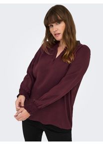 Shirtbluse Only CARMAKOMA "CARMETTA LIFE V-NECK TOP WVN NOOS", Damen, Gr. 42, lila (tawny port), Web, Obermaterial: 100% Polyester, unifarben, regular fit normal, V-Ausschnitt, B&uuml;ndchen, Blusen Shirtbluse, Kunstfaser, regular fit, Topseller