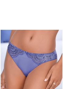Slip Lascana "Aurora", Herren, Gr. 44/46, kornblumenblau, Microtouch, Obermaterial: 82% Polyamid, 18% Elasthan, k&ouml;rpernah, Unterhosen Slip, mit toller Spitze in blumiger Optik