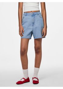 Jeansshorts Pieces "PCABBI MW SHORTS NOOS", Damen, Gr. XL, N-Gr, blau (light blau denim), Denim/Jeans, Obermaterial: 87% Baumwolle, 8% Viskose, 5% Polyester, unifarben, Jeans Jeansshorts