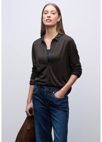 Langarmshirt Street One, Damen, Gr. 42, schwarzest braun, Jersey, Obermaterial: 50% Baumwolle, 50% Modal, regular fit normal, ohne Ausschnitt, elastischer Bund, Shirts Langarmshirt, mit Leo-Print