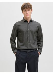 Jack & Jones Langarmhemd JACK & JONES "JPRBLAPARKER Slim Fit Hemd, atmungsaktiv, ideal f&uuml;r den Alltag", Damen, Gr. XL, N-Gr, grau (dunkelgrau melange fit:slim fit), Web, Obermaterial: 100% Baumwolle, meliert, slim fit normal, ohne Ausschnitt, &Auml;rmel mit &Auml;rmelschlitz 2-Knopf-Manschette, Hemden Langarmhemd, Baumwolle, slim fit