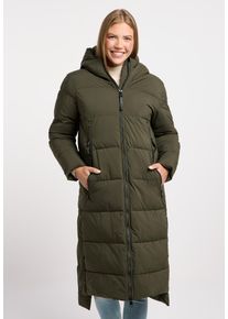 Steppmantel Ragwear "PATRISE", Damen, Gr. S, gr&uuml;n (schwarz olive), Web, Obermaterial: 100% Polyester, unifarben, knieumspielend, M&auml;ntel Steppmantel, warm gef&uuml;ttert, hinten l&auml;nger als vorn