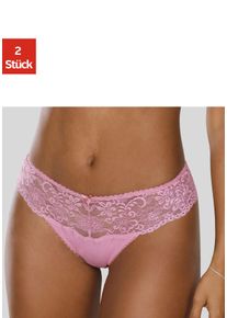 String Nuance, Damen, Gr. 36/38, 2 Stk., pink (2x pink), Spitze, Obermaterial: 85% Polyamid, 15% Elasthan, k&ouml;rpernah, Unterhosen String, Dessous mit breitem Spitzenband, Topseller