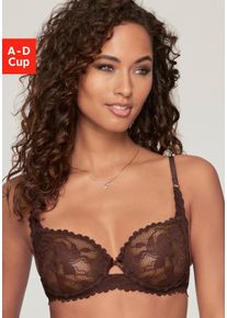 B&uuml;gel-BH Lascana, Damen, Gr. 75, Cup B, braun (schokolade), Spitze, Obermaterial: 90% Polyamid, 10% Elasthan, BHs B&uuml;gel-BH, mit Cut-Out rundherum aus Spitze, sexy Dessous