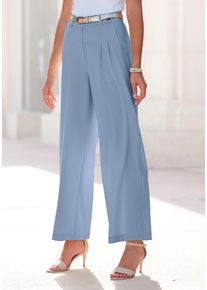 Palazzohose Lascana, Damen, Gr. 46, N-Gr, blau (hellblau), Stoff, Obermaterial: 64% Polyester, 32% Viskose, 4% Elasthan, unifarben, figurumspielend lang, Hosen Palazzohose, im Business-Look, elegante Anzughose mit Taschen, Topseller