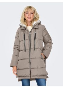 Steppmantel Only "ONLNEWNORA LONG PUFFER COAT LIFE CC OTW", Damen, Gr. M, string, Steppware, Obermaterial: 100% Polyester, unifarben, regular fit taillenbedeckt, M&auml;ntel Steppmantel