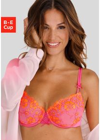 B&uuml;gel-BH Lascana "Wanda", Damen, Gr. 80, Cup E, pink (pink, orange), Spitze, Obermaterial: 82% Polyamid, 12% Polyester, 6% Elasthan, BHs B&uuml;gel-BH, mit Zierschn&uuml;rung und Stickerei Spitze, Dessous
