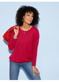 Langarmshirt Classic Basics "Langarm-Shirt", Damen, Gr. 40, rot, 100% Baumwolle, unifarben, Rundhals, Shirts Langarmshirt