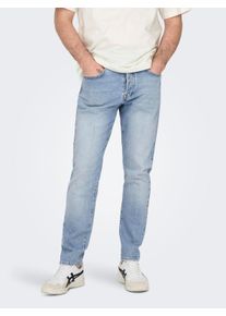 Only & Sons Relax-fit-Jeans ONLY & SONS "ONSYOKE TAPERED WB 7850 DOT DNM NOOS", Herren, Gr. 30, L&auml;nge 32, blau (light blau denim), Denim/Jeans, Obermaterial: 99% Baumwolle, 1% Elasthan, unifarben, Basic, relaxed fit, Jeans Relax-fit-Jeans