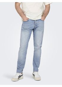 Only & Sons Relax-fit-Jeans ONLY & SONS "ONSYOKE TAPERED WB 7850 DOT DNM NOOS", Herren, Gr. 28, L&auml;nge 32, blau (light blau denim), Denim/Jeans, Obermaterial: 99% Baumwolle, 1% Elasthan, unifarben, Basic, relaxed fit, Jeans Relax-fit-Jeans