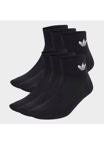 Sportsocken adidas originals "MID ANKLE, 6 PAAR", Herren, Gr. S (37/39), schwarz, Obermaterial: 65% Baumwolle, 32% Polyester, 2% Elasthan, 1% sonstige Fasern, Socken Sportsocken, f&uuml;r Laufen, 6er-Pack, mit Logodruck im Trefoil Style, kn&ouml;chellang