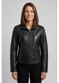 Lederjacke Mauritius "MWKaroh", Damen, Gr. XXXL(46), schwarz, Obermaterial: 100% Schafsleder. Futter: 90% Baumwolle, 10% Polyester. &Auml;rmelfutter: 100% Polyester, unifarben, regular fit h&uuml;ftlang, angesetztes B&uuml;ndchen mit Schlitz, Jacken Lederjacke, mit Umlegekragen, Topseller