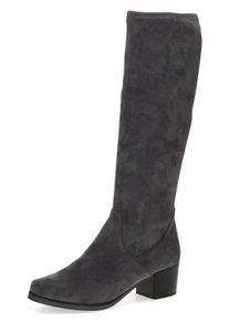 Stiefel Caprice, Damen, Gr. 40, XS-Schaft, grau (dunkelgrau), Textil, Schuhe Stiefel, Blockabsatz, Schlupfstiefel mit Stretch-XS-Schaft in schmaler Form
